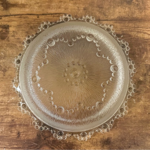 Vintage Ishizuka Japan Aderia Glass Bowl 9" Textured Bubble Design with Lace - Picture 4 of 5